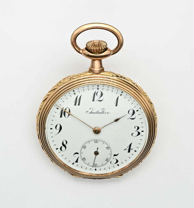 Orologio da tasca con scappamento ad ancora spirale Breguet remontoir, cassa e cuvette in oro 12 ...