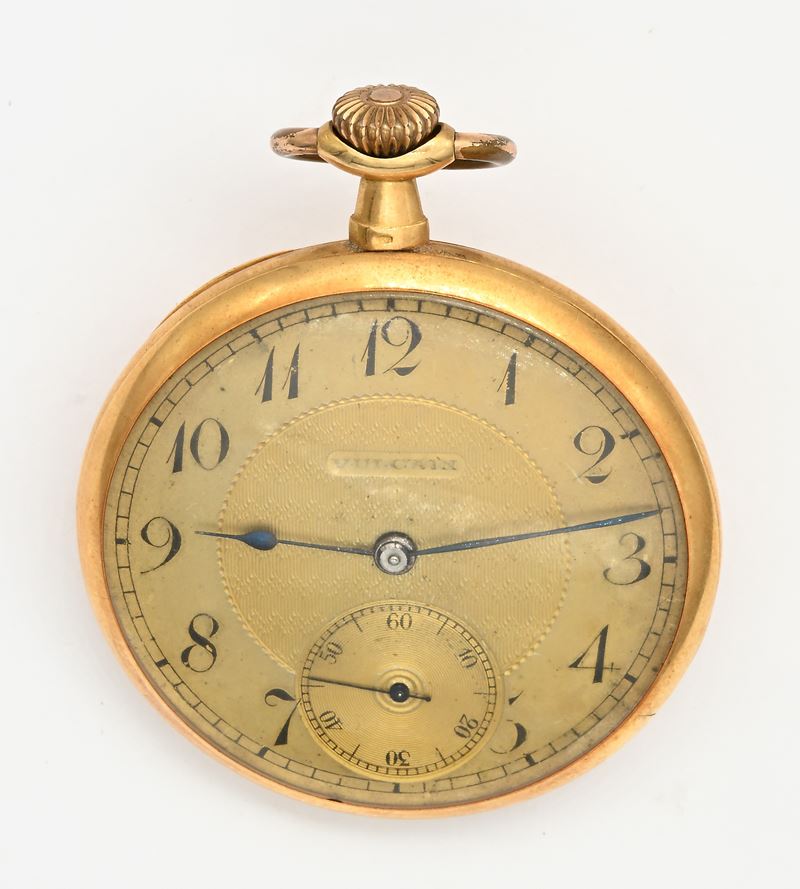 Vulcain, Orologio da tasca in oro 18 kt con scappamento ad ancora spirale Breguet remontoir per u...