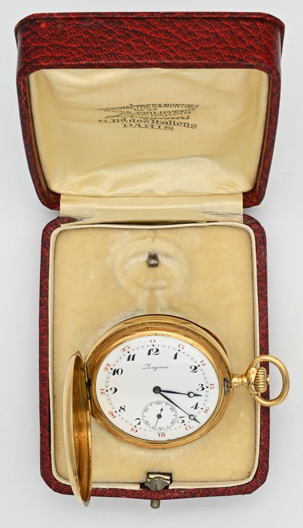 Longines (Cal. 19.74N) - Orologio da tasca savonette con scappamento ad ancora remontoir da uomo in oro 
