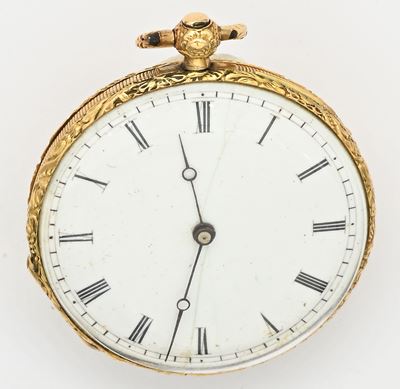 F. Bordier a Ginevra, Orologio da tasca in oro con scappamento a cilindro e carica a chiavetta
