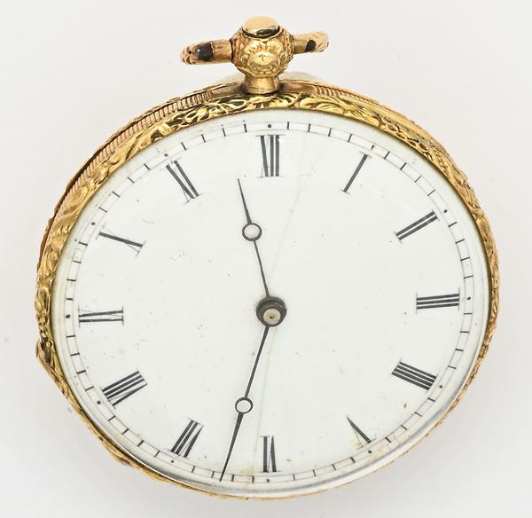 F. Bordier a Geneve - Orologio da tasca con scappamento a cilindro e carica a chiavetta in oro