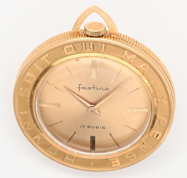 Festina 17 rubini (Cal ETA 980) - Orologio da tasca con scappamento ad ancora remontoir in oro 18Kt con cassa moneta