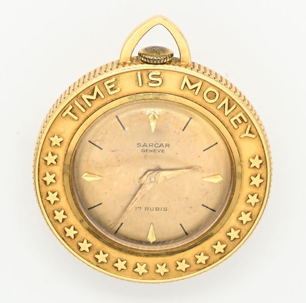 Sarcar Geneve (Cal. ETA 1010) - Orologio da tasca con scappamento ad ancora remontoir in oro 18 Kt con cassa moneta