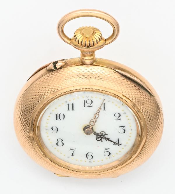 Orologio da tasca monachina con scappamento a cilindro remontoir in oro 14KT