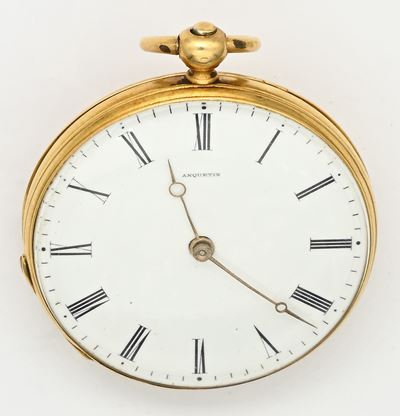 Anquetin, Bte Paris — Orologio da tasca con scappamento a cilindro e carica a chiavetta, in oro
