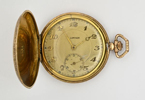 Laminor Watch Co - Orologio da tasca savonette con scappamento ad ancora remontoir da uomo in metallo placcato in oro