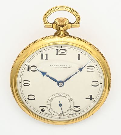 Eberhard & Co, Orologio da tasca con scappamento ad ancora e spirale Breguet "remontoir"