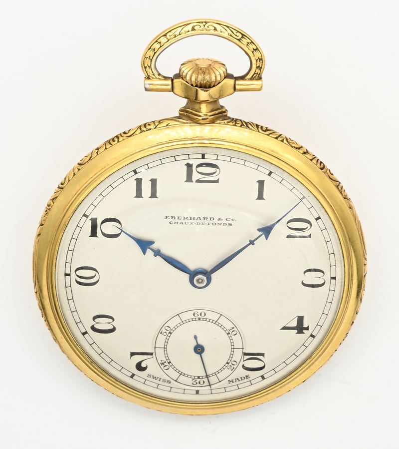 Eberhard & Co, Orologio da tasca con scappamento ad ancora e spirale Breguet "remontoir"