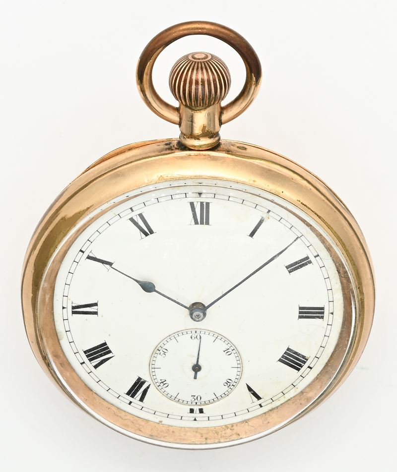 American Watch Co. Waltham Mass., Orologio da tasca in metallo placcato in oro con scappamento ad...