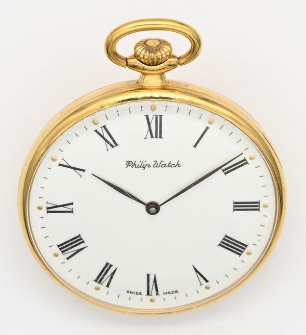 Philipp Watch (Cal. ETA 2801-2) - Orologio da tasca scappamento ad ancora remontoir da uomo in metallo placcato in oro giallo 10M  (1980 circa)  - Auction Time Auction - Pocket Watches - Casa d'Aste Arcadia