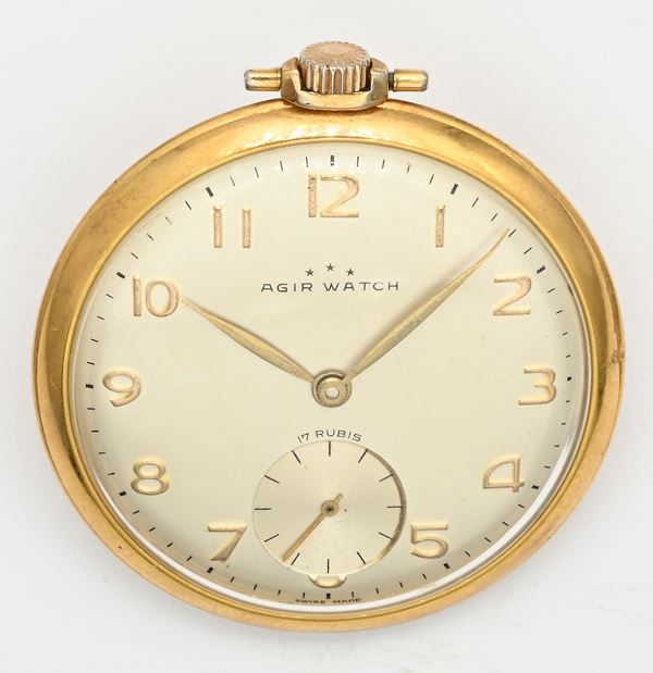 Agir Watch (Cal. ETA 953) - Orologio da tasca scappamento ad ancora remontoir da uomo in metallo placcato in oro giallo 10M