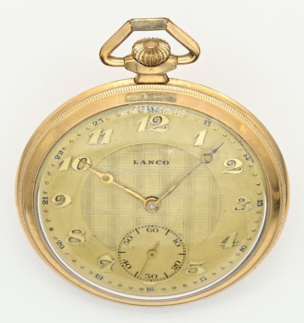 Lanco Extra  - Orologio da tasca scappamento ad ancora con registrazione micrometrica remontoir da uomo in metallo placcato in oro giallo 20M