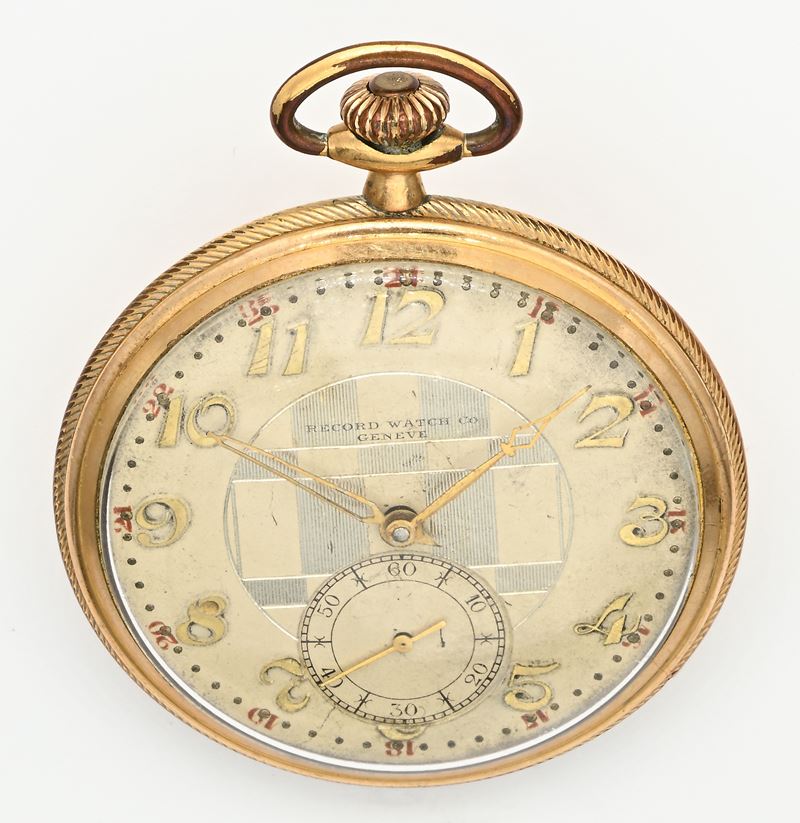 Record Watch Co., Ginevra, Orologio da tasca con scappamento ad ancora e remontoir, anni '30