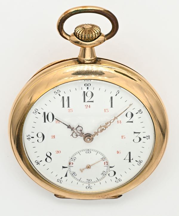 Anonimo - Orologio da tasca con scappamento ad ancora spirale Breguet remontoir da uomo in metallo placcato in oro giallo