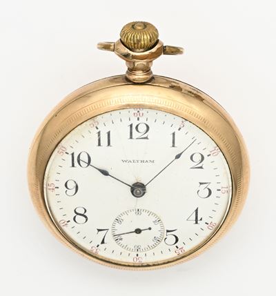 American Waltham Watch Co, Orologio da tasca con scappamento ad ancora spirale Breguet “remontoir...