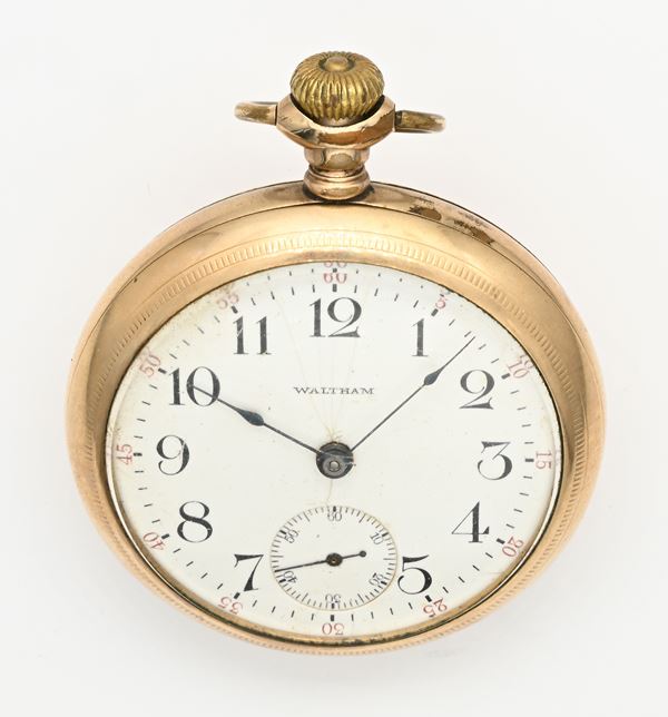 American Waltham Watch Co -  Orologio da tasca con scappamento ad ancora spirale Breguet remontoir da uomo in metallo placcato in oro giallo