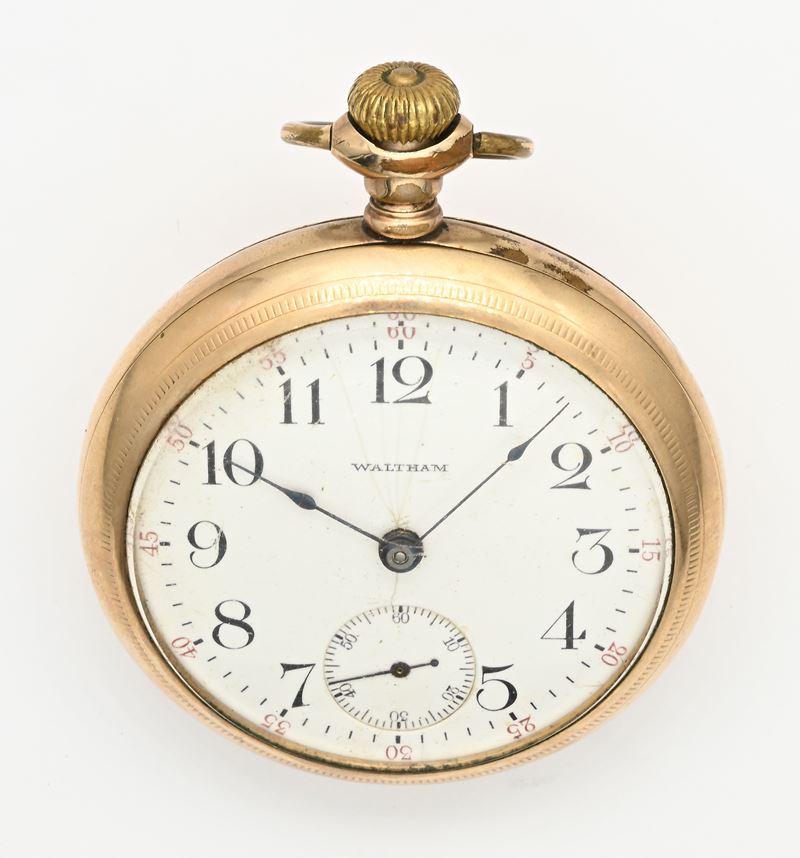 American Waltham Watch Co, Orologio da tasca con scappamento ad ancora spirale Breguet “remontoir...