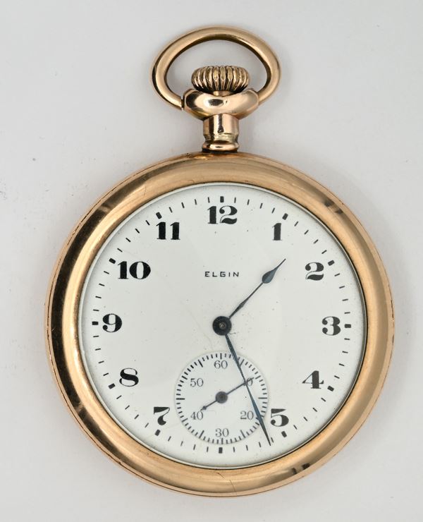 Elgin Natl Watch Co U.S.A. - Orologio da tasca con scappamento ad ancora spirale Breguet remontoir da uomo in metallo placcato in oro giallo