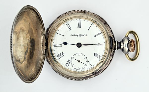 Frenton Watch Co. Trenton N.J. U.S.A. - Orologio da tasca savonette con scappamento ad ancora remontoir da uomo in argento sterling