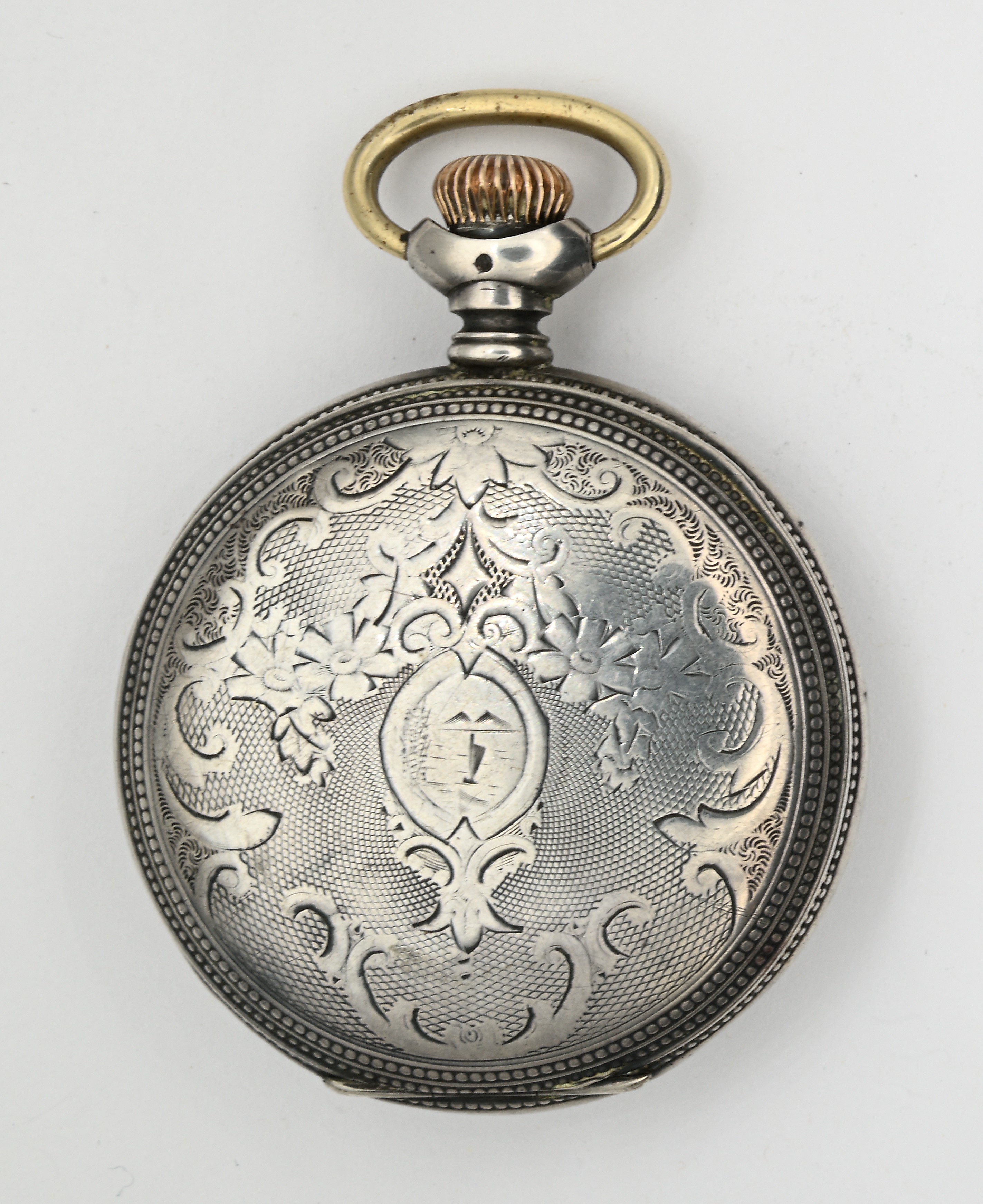Frenton Watch Co. (Trenton, N.J., U.S.A.), Orologio da tasca savonette in argento sterling con sc...