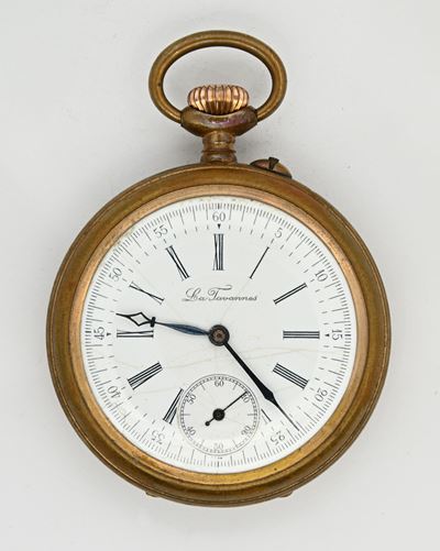 La Tavannes, Orologio da tasca con scappamento ad ancora remontoir (uomo) in metallo placcato oro...