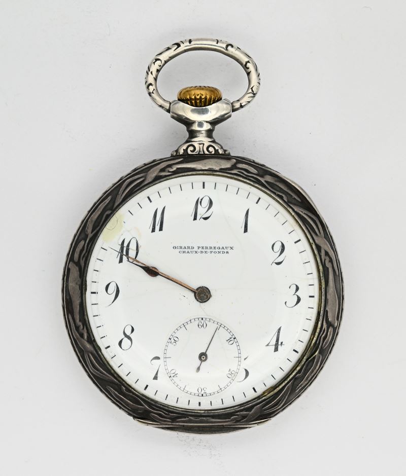 Girard-Perregaux, Orologio da tasca con scappamento ad ancora e remontoir in argento 800/000