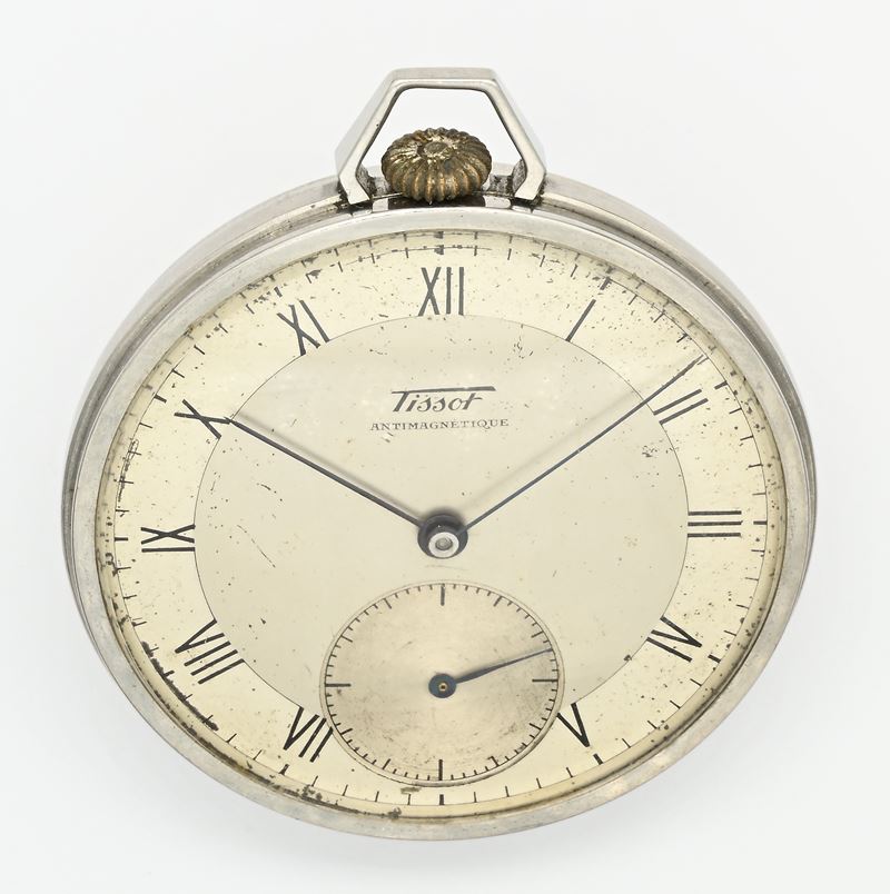 Tissot, Orologio da tasca “Antimagnetique” con scappamento ad ancora spirale Breguet e remontoir