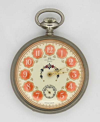 Jacquet Girard Genève, Orologio da tasca da uomo con scappamento ad ancora remontoir e cassa inci...