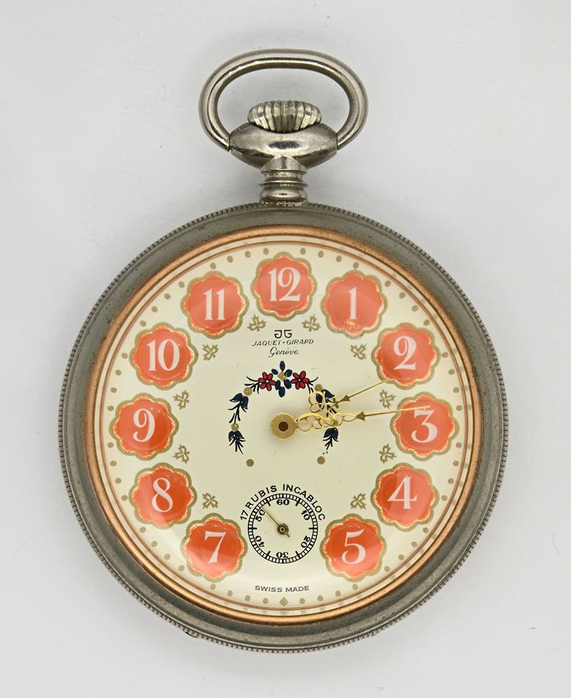 Jacquet Girard Genève, Orologio da tasca da uomo con scappamento ad ancora remontoir e cassa inci...