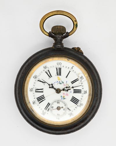 Orologio da tasca anonimo, scappamento ad ancora remontoir e scena erotica con automa, metallo br...