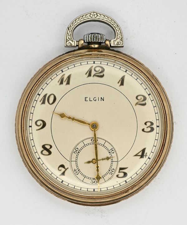Elgin National Watch Co. - Orologio da tasca con scappamento ad ancora e spirale Breguet remontoir da uomo in metallo placcato in oro giallo 10K