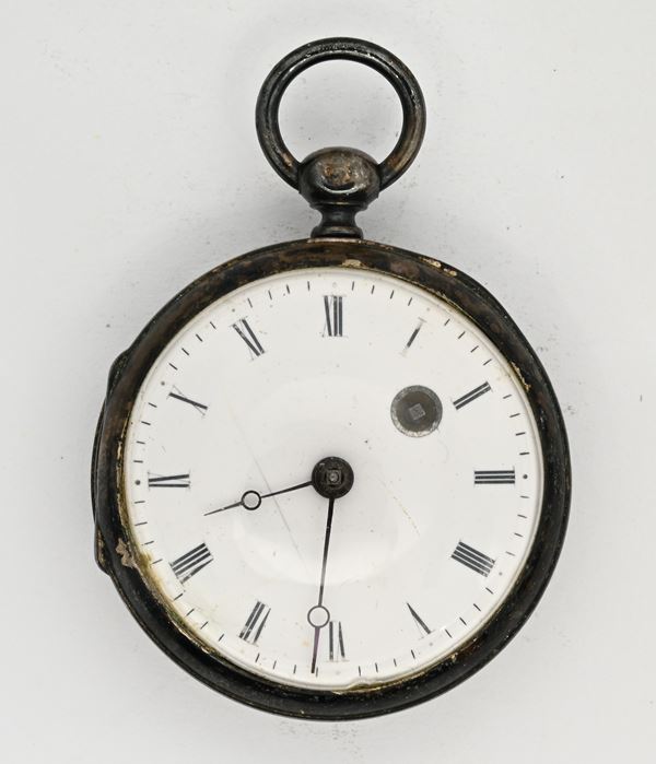 Orologio da tasca con scappamento a verga con conoide e carica a chiavetta da uomo con cassa in argento con punzoni francesi dal 1838 titolo 800/000