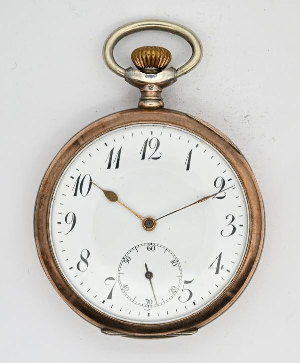  Orologio da tasca con scappamento ad ancora e spirale Breguet remontoir da uomo in argento 800/000  (inizi XX secolo)  - Auction Time Auction - Pocket Watches - Casa d'Aste Arcadia