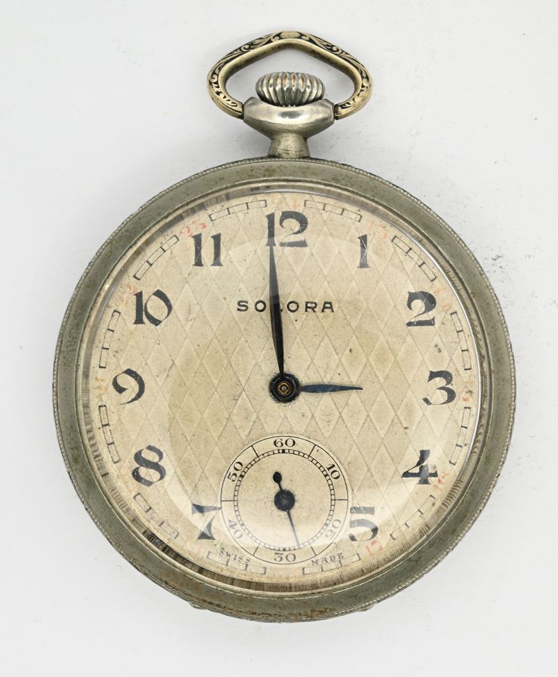 Orologio da tasca, scappamento ad ancora e remontoir (anni ’30), metallo
