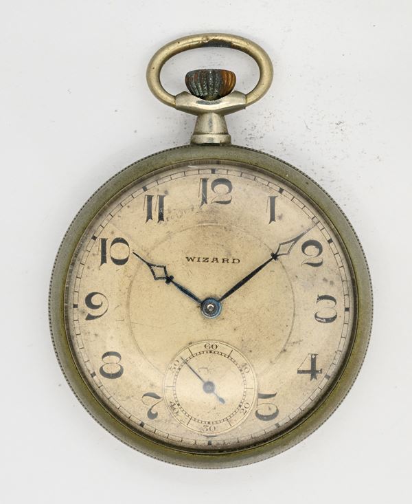 Wizard - Orologio da tasca con scappamento ad ancora remontoir da uomo in metallo  (anni '20)  - Asta Asta a Tempo - Orologi da Tasca - Casa d'Aste Arcadia