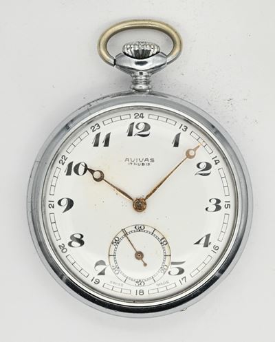 Orologio da tasca, scappamento a cilindro remontoir e cassa in metallo, diam. 51 mm