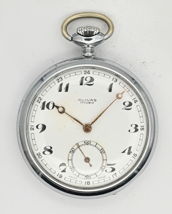 Avivas - Orologio da tasca con scappamento a cilindro remontoir con cassa in metallo  (metà XX secolo)  - Auction Time Auction - Pocket Watches - Casa d'Aste Arcadia