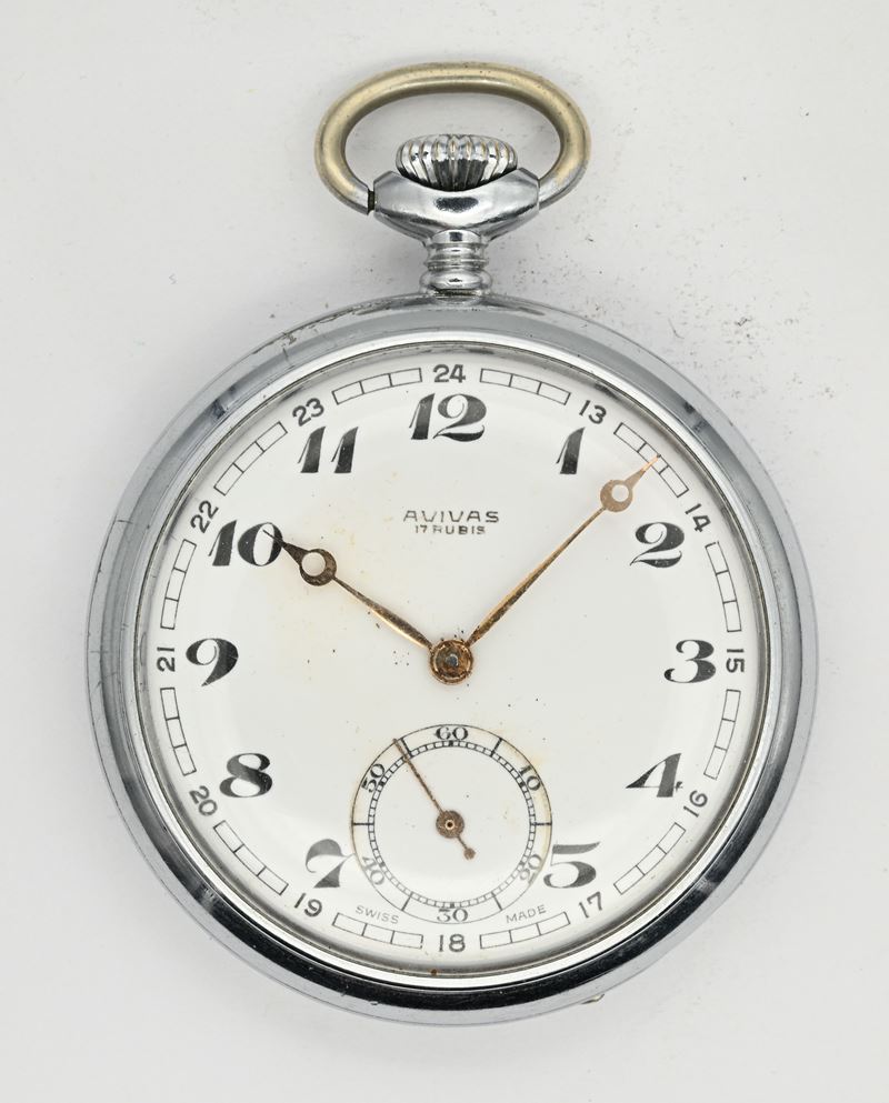Orologio da tasca, scappamento a cilindro remontoir e cassa in metallo, diam. 51 mm