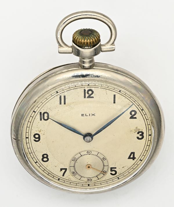 Elix - Orologio da tasca con scappamento ad ancora remontoir da uomo in acciaio