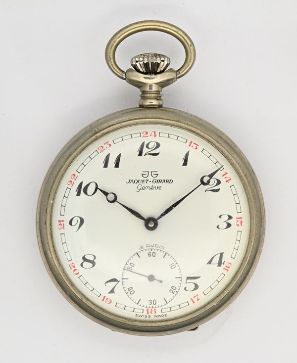 Jaquet Girard Geneve (Cal. Unitas 6431/6445) - Orologio da tasca con scappamento ad ancora remontoir da uomo in metallo  (anni '70/'80)  - Auction Time Auction - Pocket Watches - Casa d'Aste Arcadia