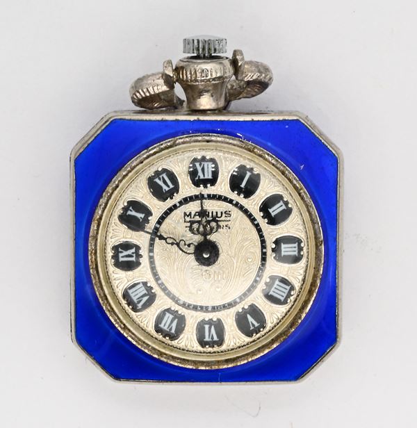 Manius - Orologio da tasca con scappamento ad ancora remontoir da donna in argento 925/000 e smalto