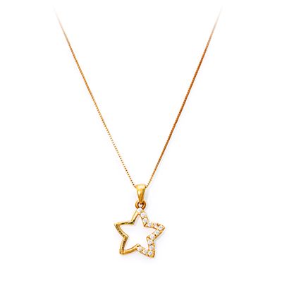 Pendente a stella in oro giallo 750 con brillanti