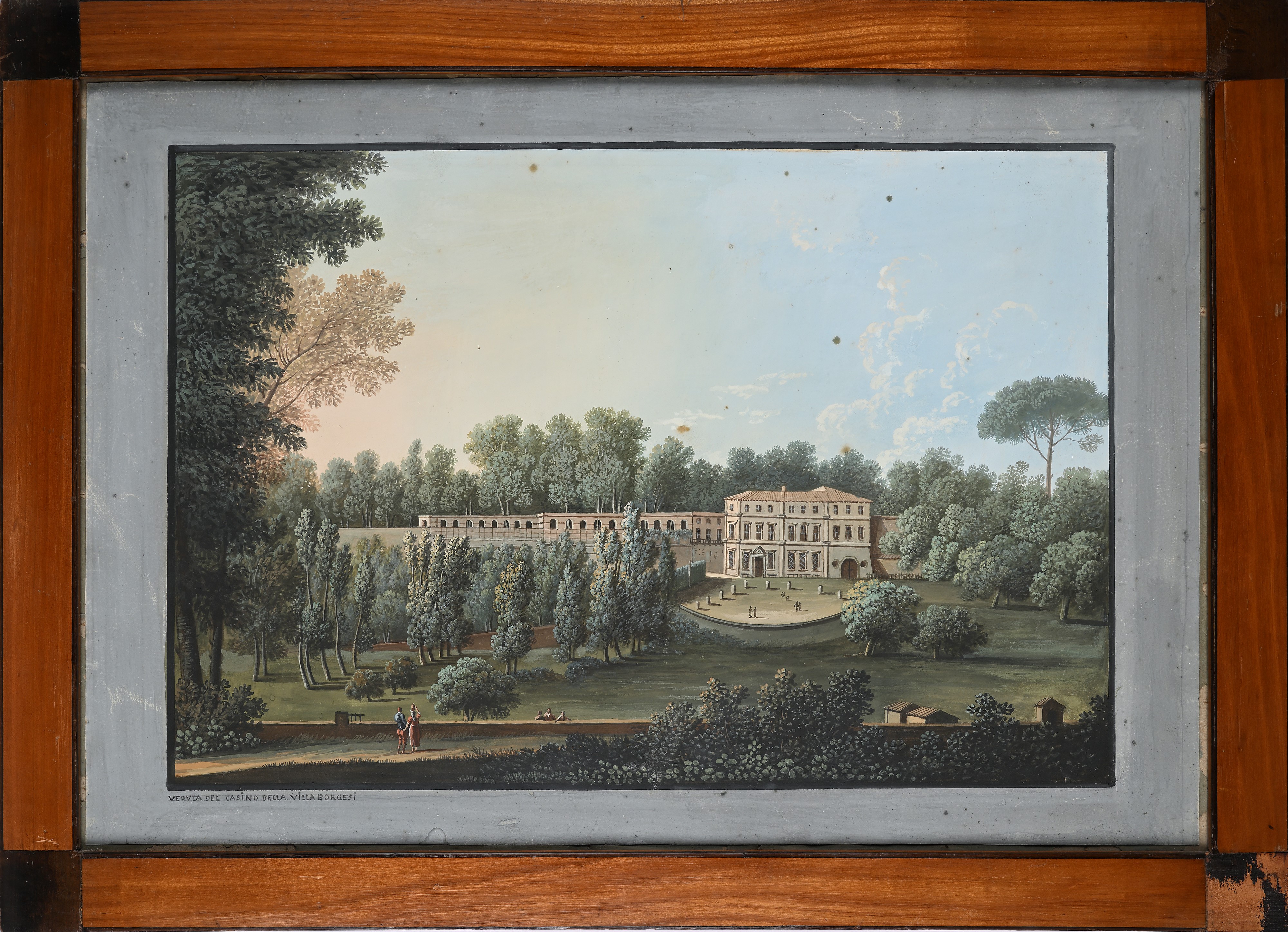 Scuola Romana del XIX Secolo - Veduta della chiesa di San Bonaventura e Veduta del Casino di Vill...
