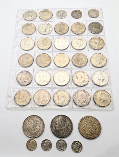 Lotto Monete Usa: Dollaro 1879s, 1897, 1921s; 27 Pezzi da 1/2 Dollaro (10 1964, 17 1965/68); 3 Pe...