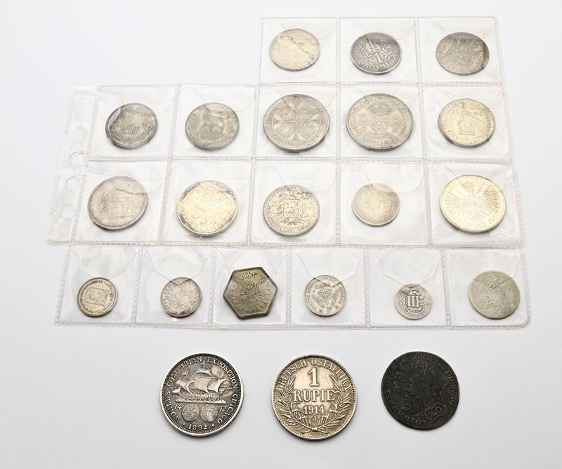 1/2 Dollaro 1892 Esposizione di Chicago; 1 Rupia 1914j Ostafrika; 20 Kreuzer 1793b e Altre 17 Mon...