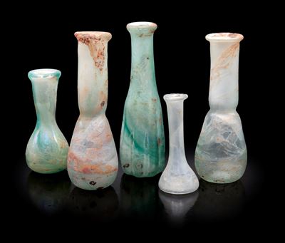 Vasi modello Scavo in vetro di Murano (cinque esemplari), attribuiti alla Vetreria Cenedese