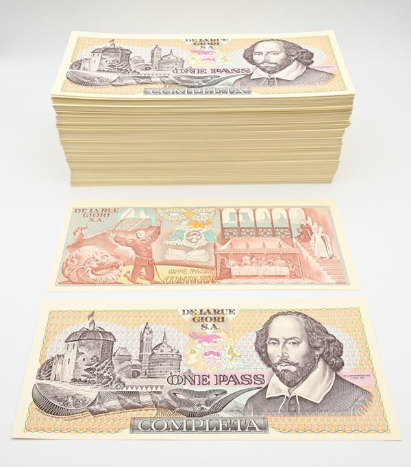 Lotto 634 pezzi del biglietto da "One Pass Completa" De La Rue Giori S.A.