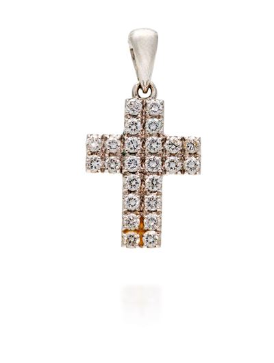 Pendente a croce, oro bianco 750/000 e brillanti, 2,5 cm x 1,5 cm
