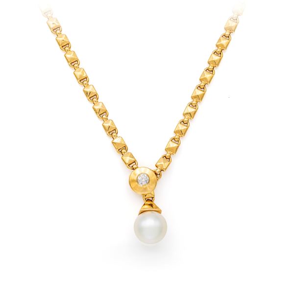 Chimento, collana in oro, perla e brillante