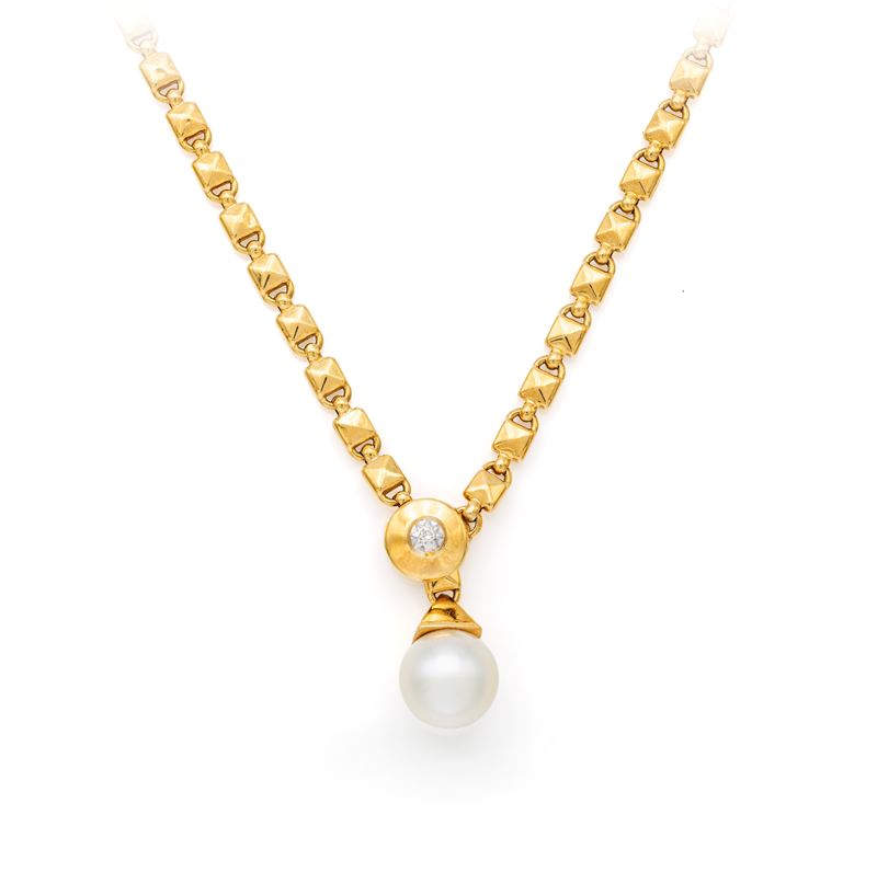 Chimento, collana in oro, perla e brillante